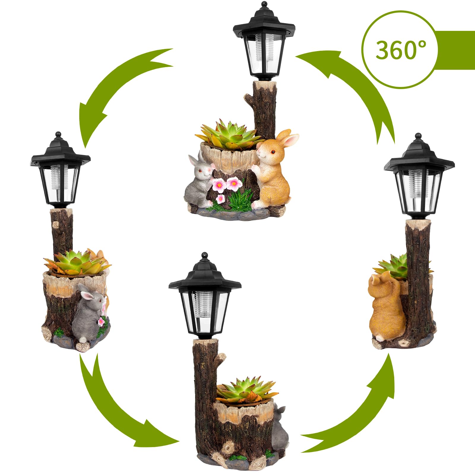 YEPOTUE rabbit garden figurine with flower pot adds blooms outdoors.