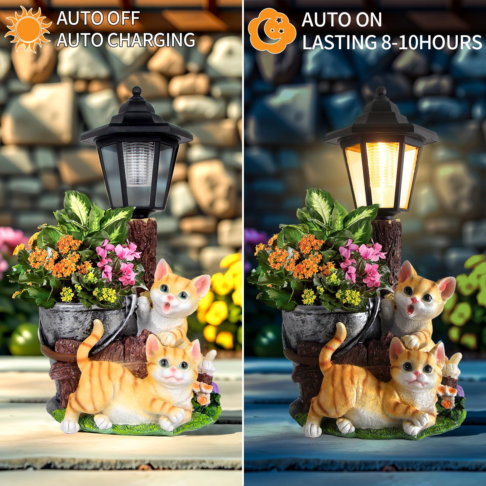 YEPOTUE solar lantern charges by day for evening ambience.