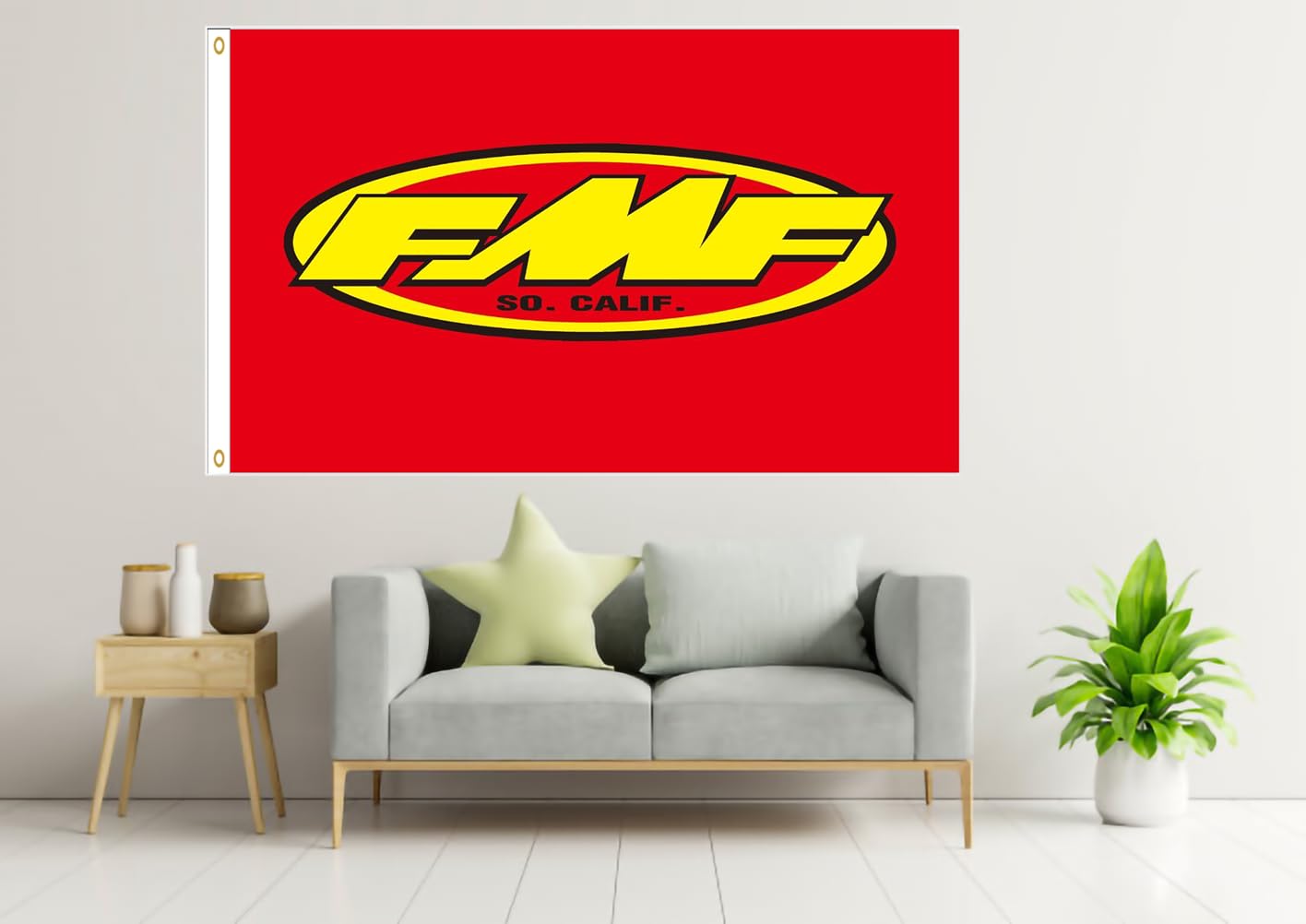 Yerchic FMF flag single-sided print, bold colors ideal for wall display.