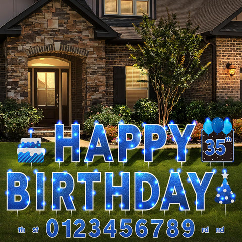 Yerliker happy birthday yard signs with stakes brighten outdoor celebrations
