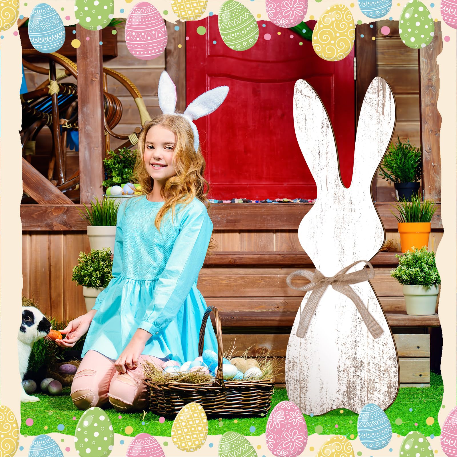 Yerliker indoor/outdoor Easter bunny sign suitable for porches and patios.