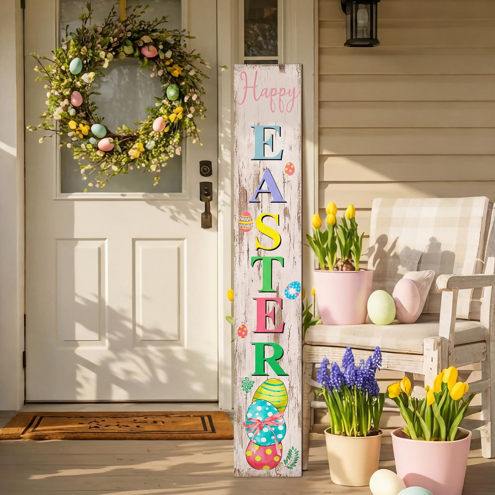 Yerliker 2-in-1 porch decor includes rope hanging for easy setup.