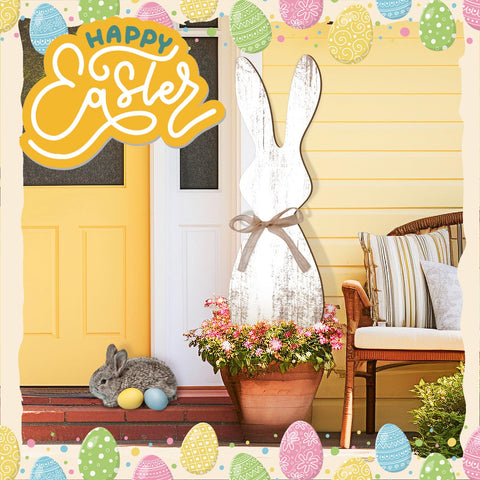 Yerliker wooden Easter bunny decor durable for year-round porch display.