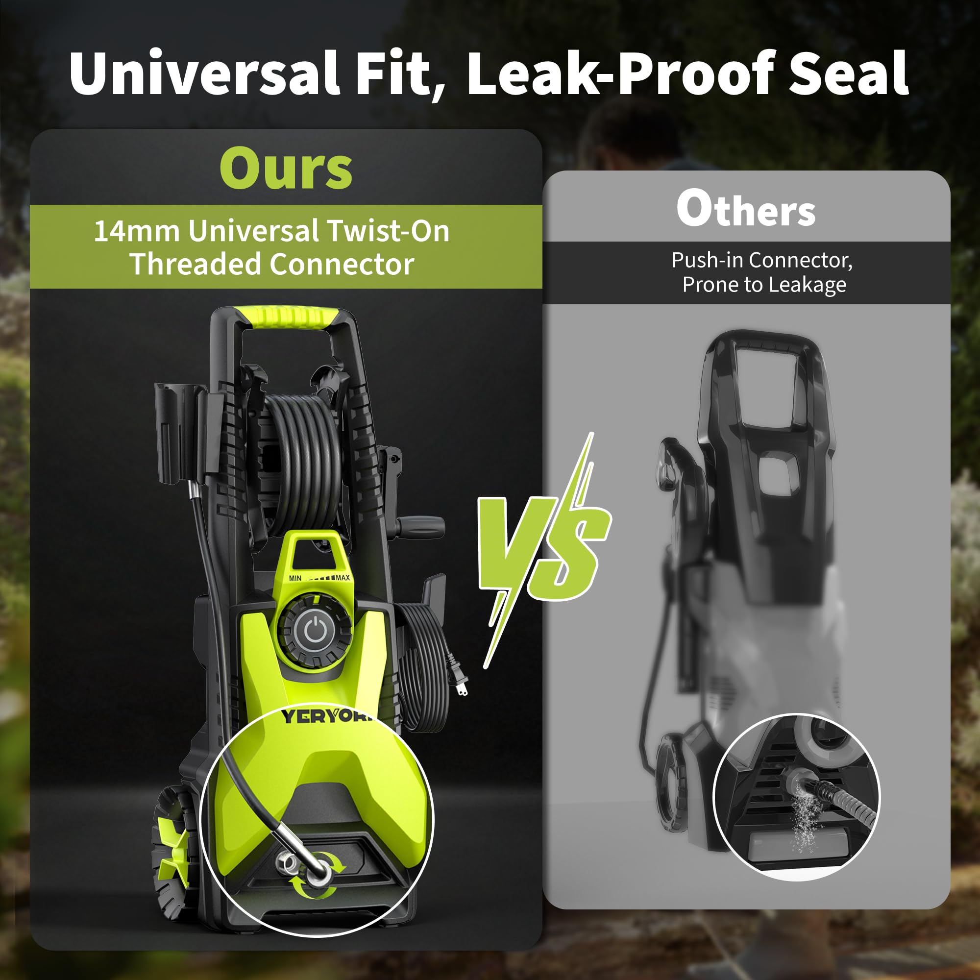 Yeryork leak-proof 14mm connection ensures a secure, spill-free setup
