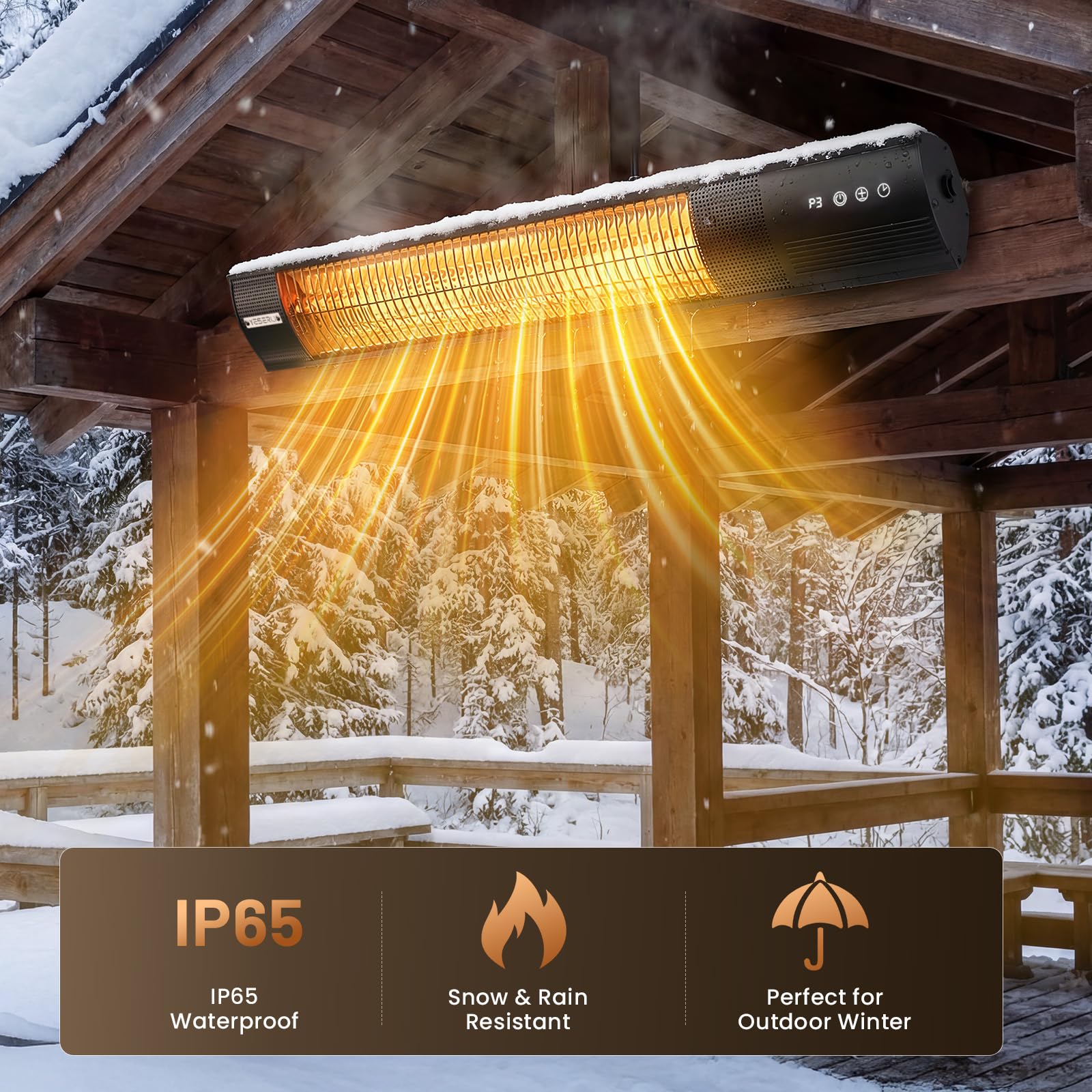 YESERLI infrared heater with 24-hour timer for automated comfort
