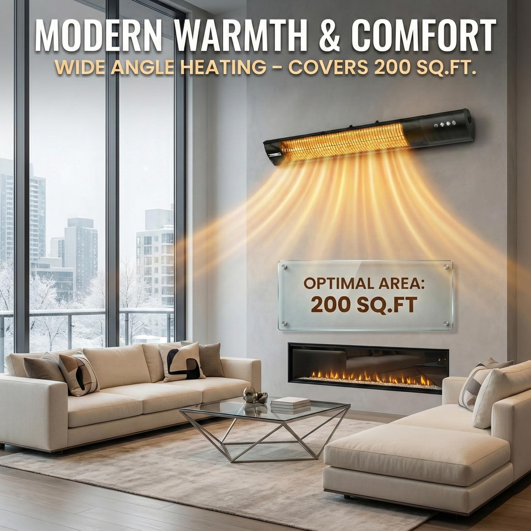 YESERLI remote control enables easy heat adjustment from indoors