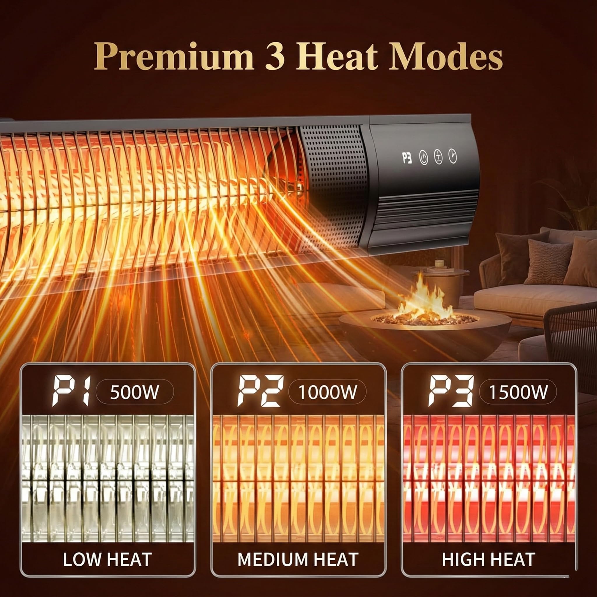 YESERLI IP65 weatherproof outdoor heater withstands rain and dust for year-round use