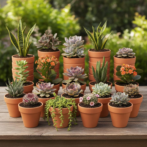 YESIACE terracotta pots showcasing succulents collection.