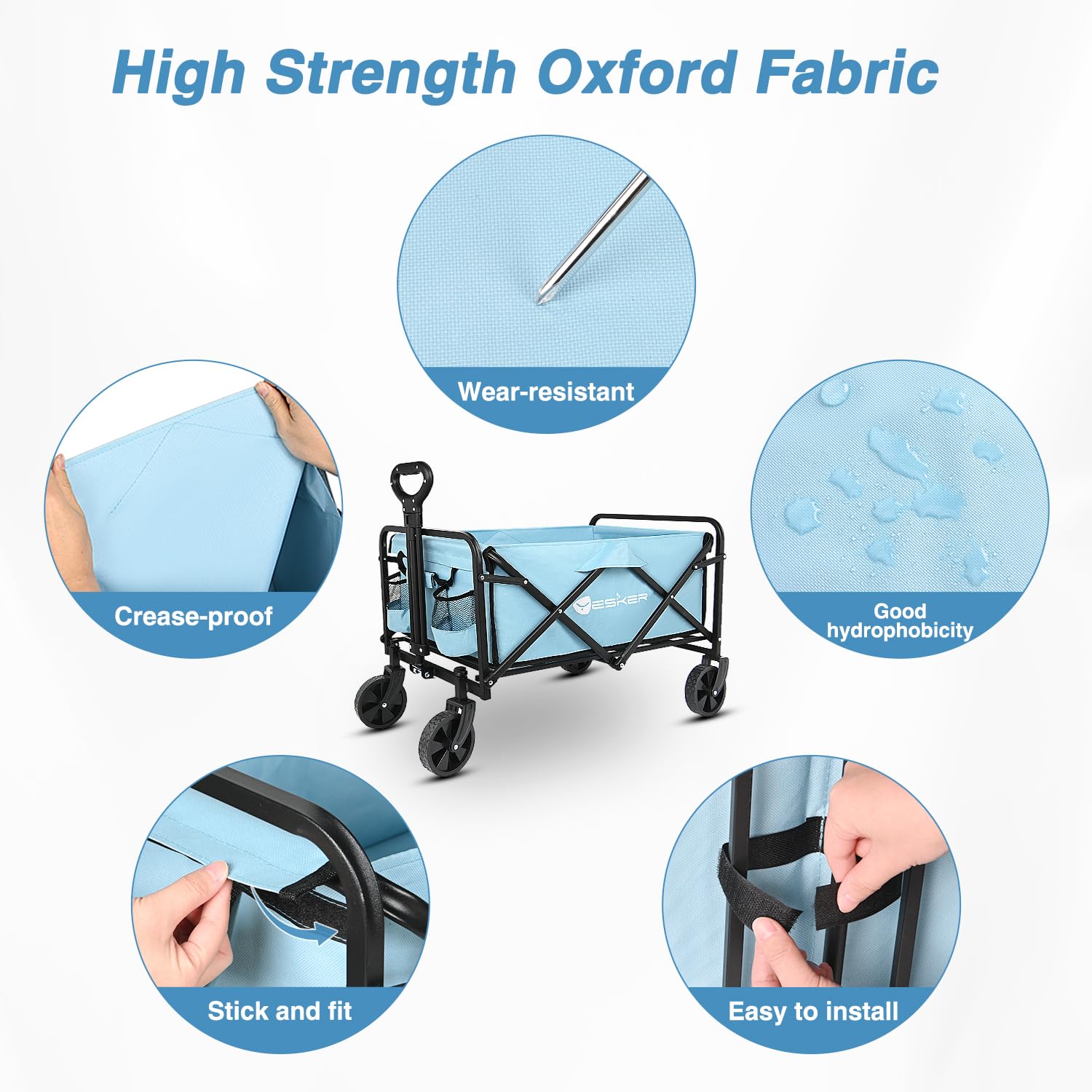 Yesker Foldable Wagon portable design fits trunks for travel.