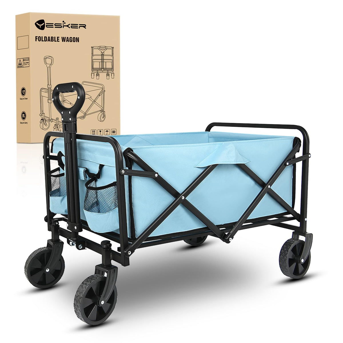 Yesker Foldable Wagon folding mechanism enables compact storage.