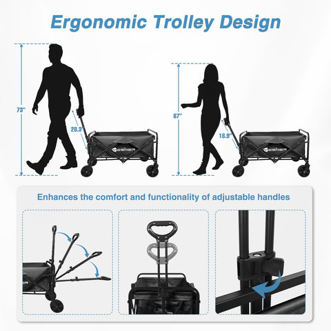 Yesker Foldable Wagon aiding grocery shopping with spacious interior