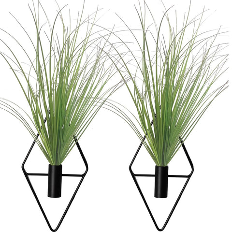 YESKY hanging planters with diamond shape metal vases 2pc on wall for modern greenery