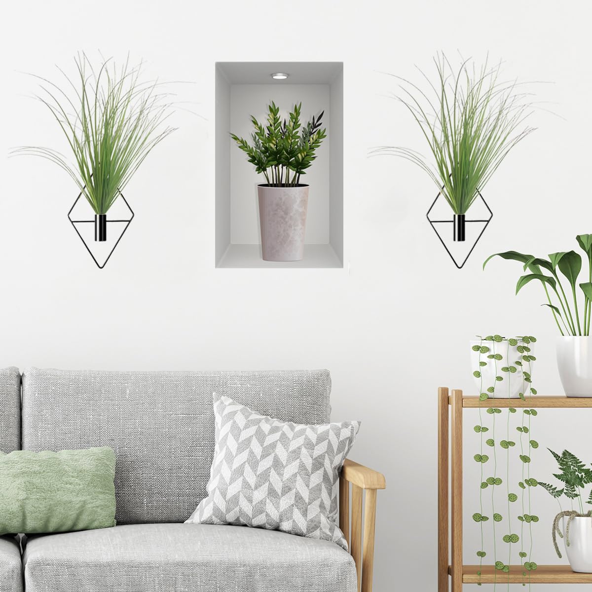 YESKY wall planter shows geometric triangle and rhombus design in a contemporary room