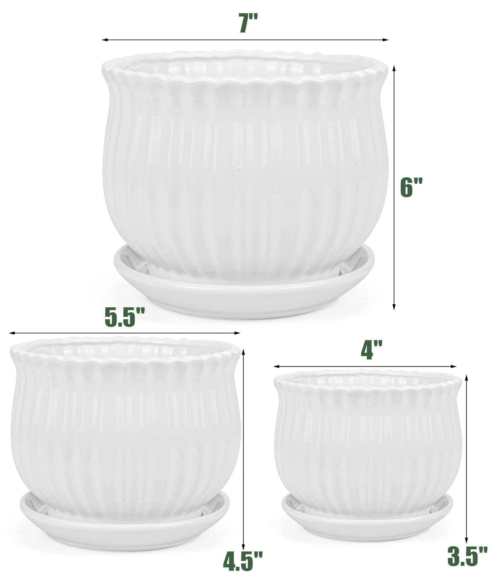 Yesland small ceramic pot with white stripe, perfect for desk plants