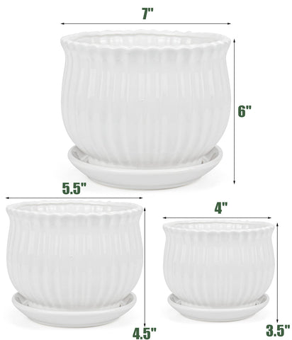Yesland small ceramic pot with white stripe, perfect for desk plants