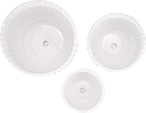 Yesland ribbed ceramic pot with saucer set, ideal for patios