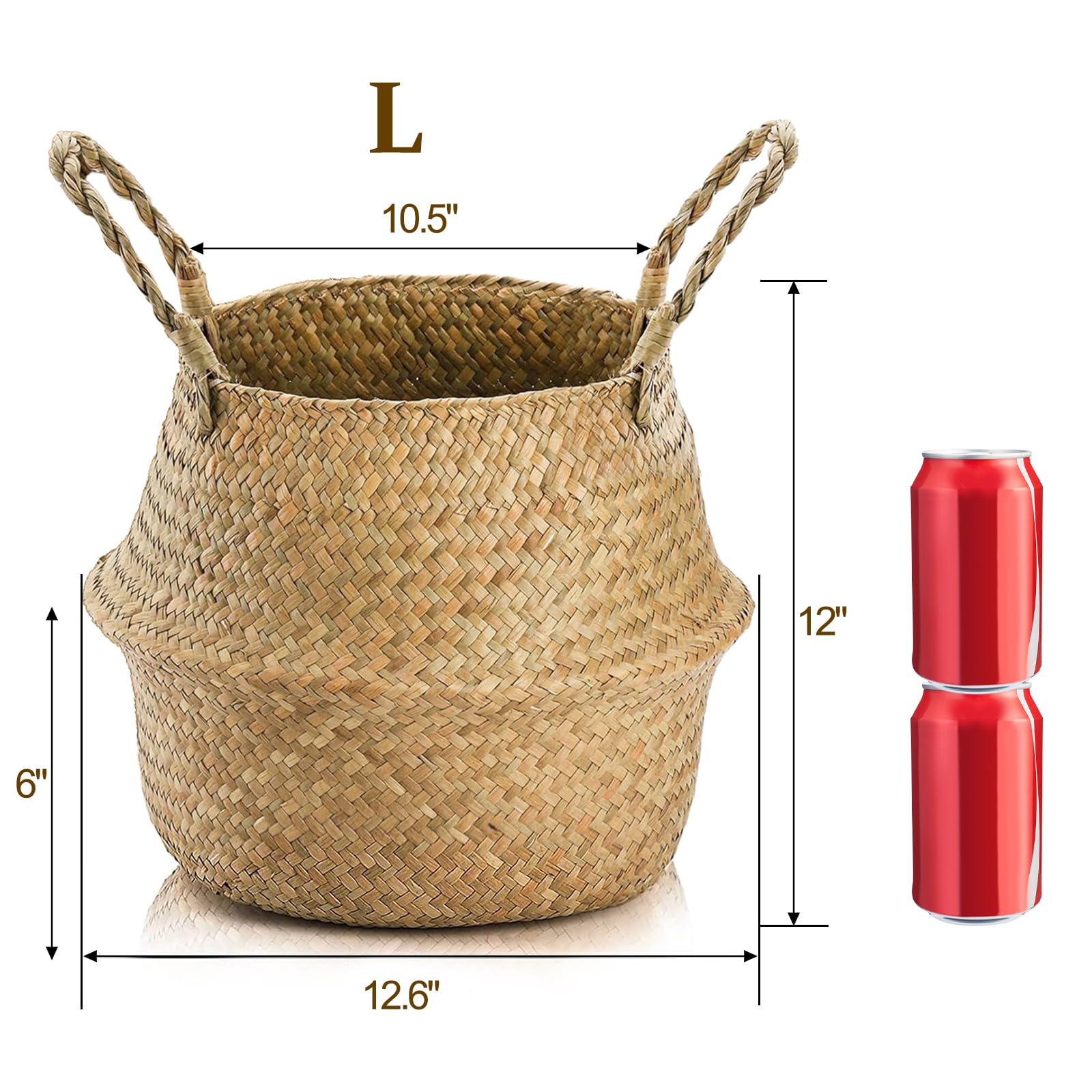 Yesland seagrass plant pot cover basket for decorative plant staging.