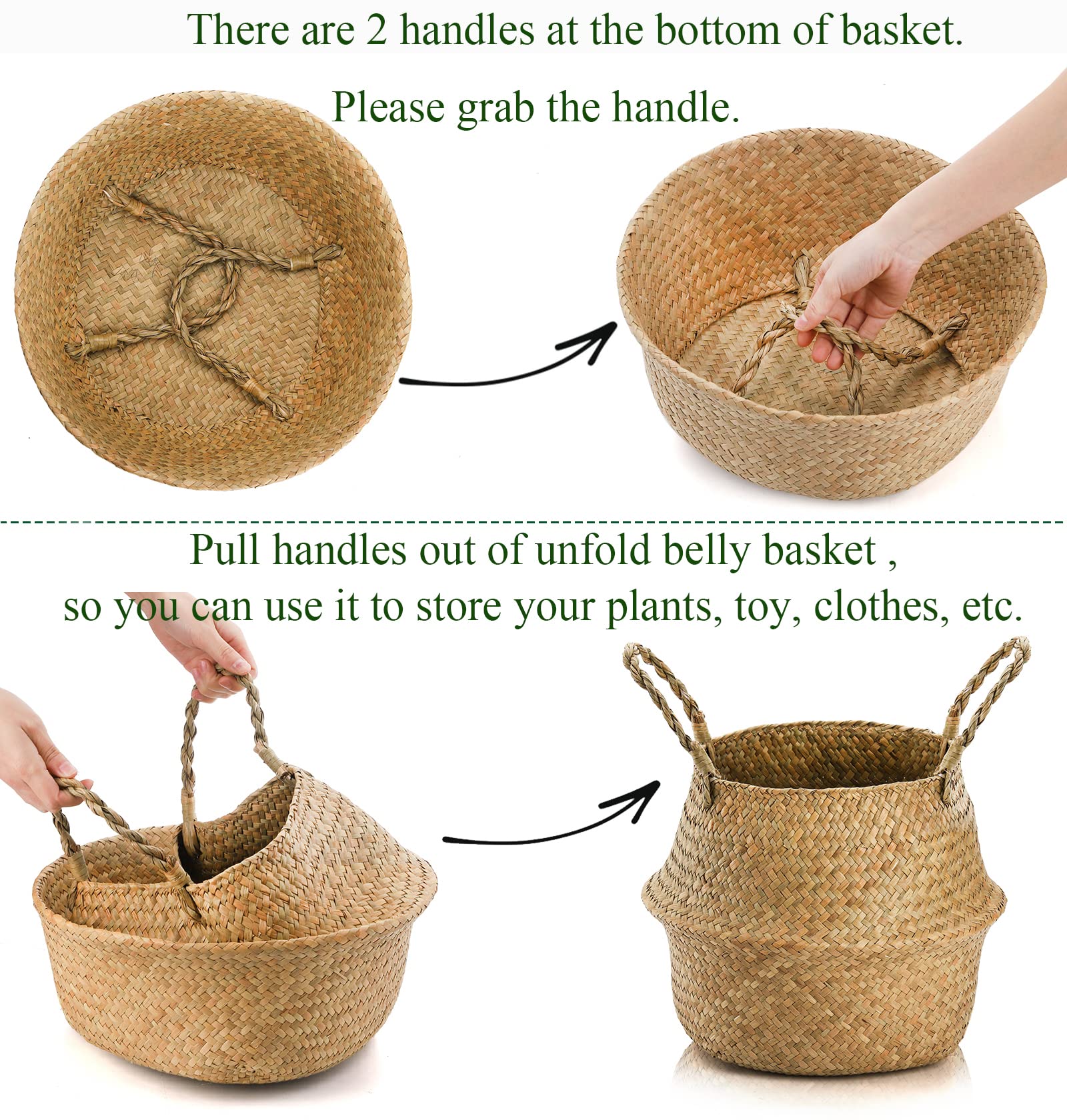 Yesland seagrass laundry and storage basket for quick organization.