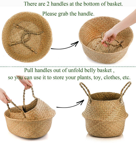 Yesland seagrass laundry and storage basket for quick organization.