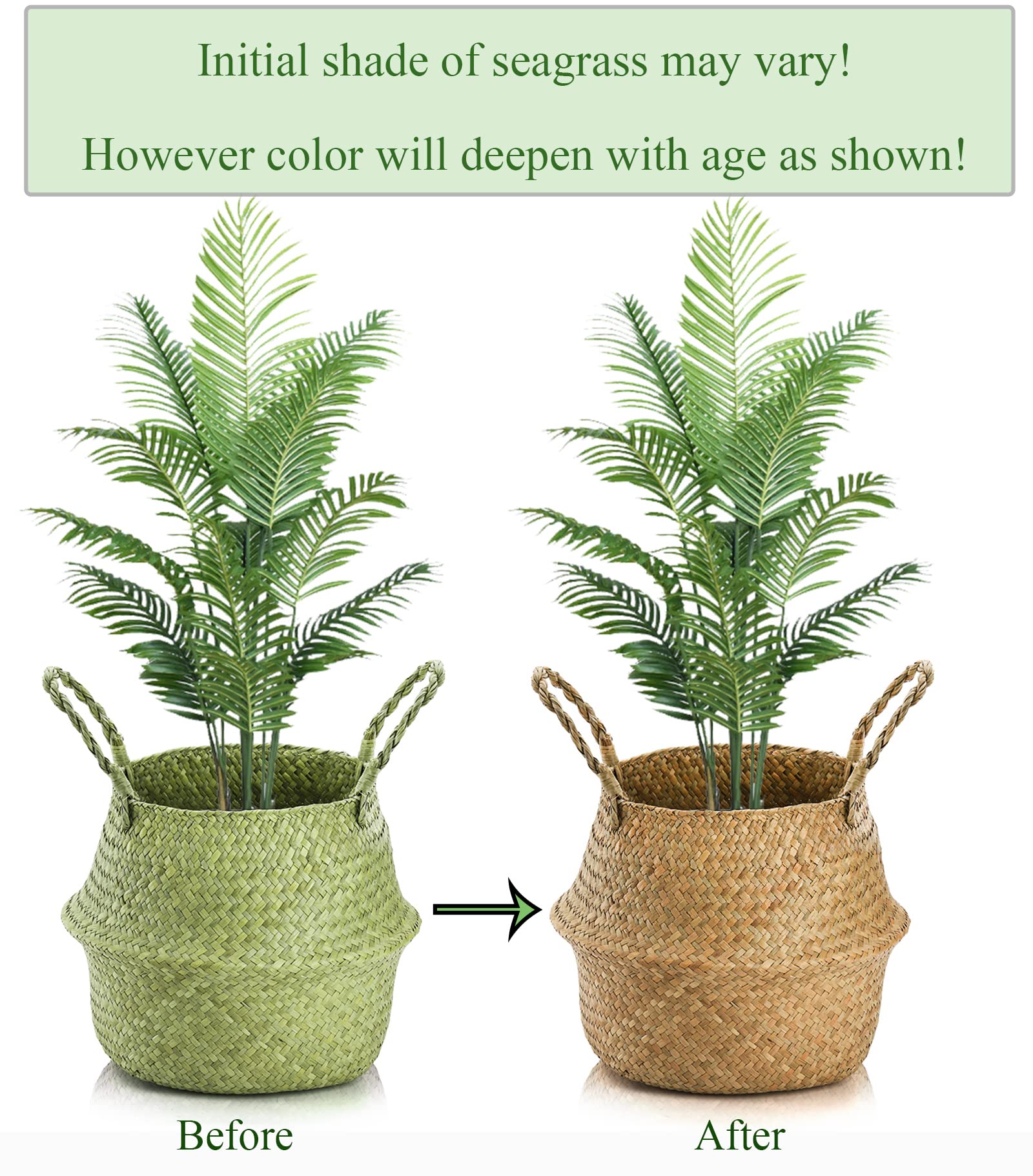 Yesland seagrass woven basket ideal for plant decor and tidy shelves.