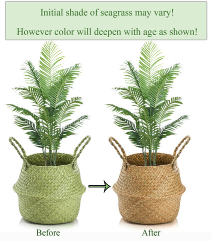 Yesland seagrass woven basket ideal for plant decor and tidy shelves.