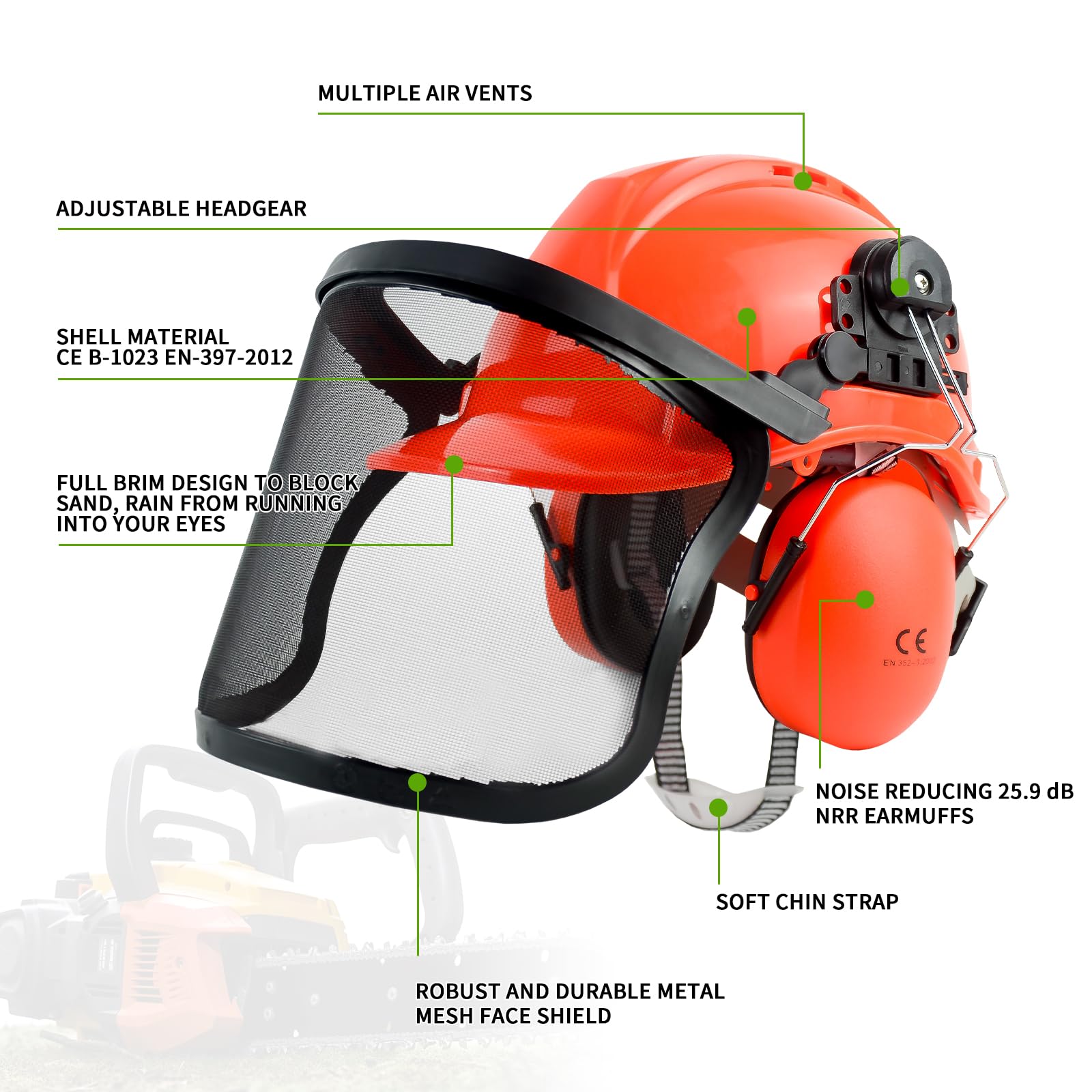 YesRight chainsaw helmet adjustable straps for a snug fit