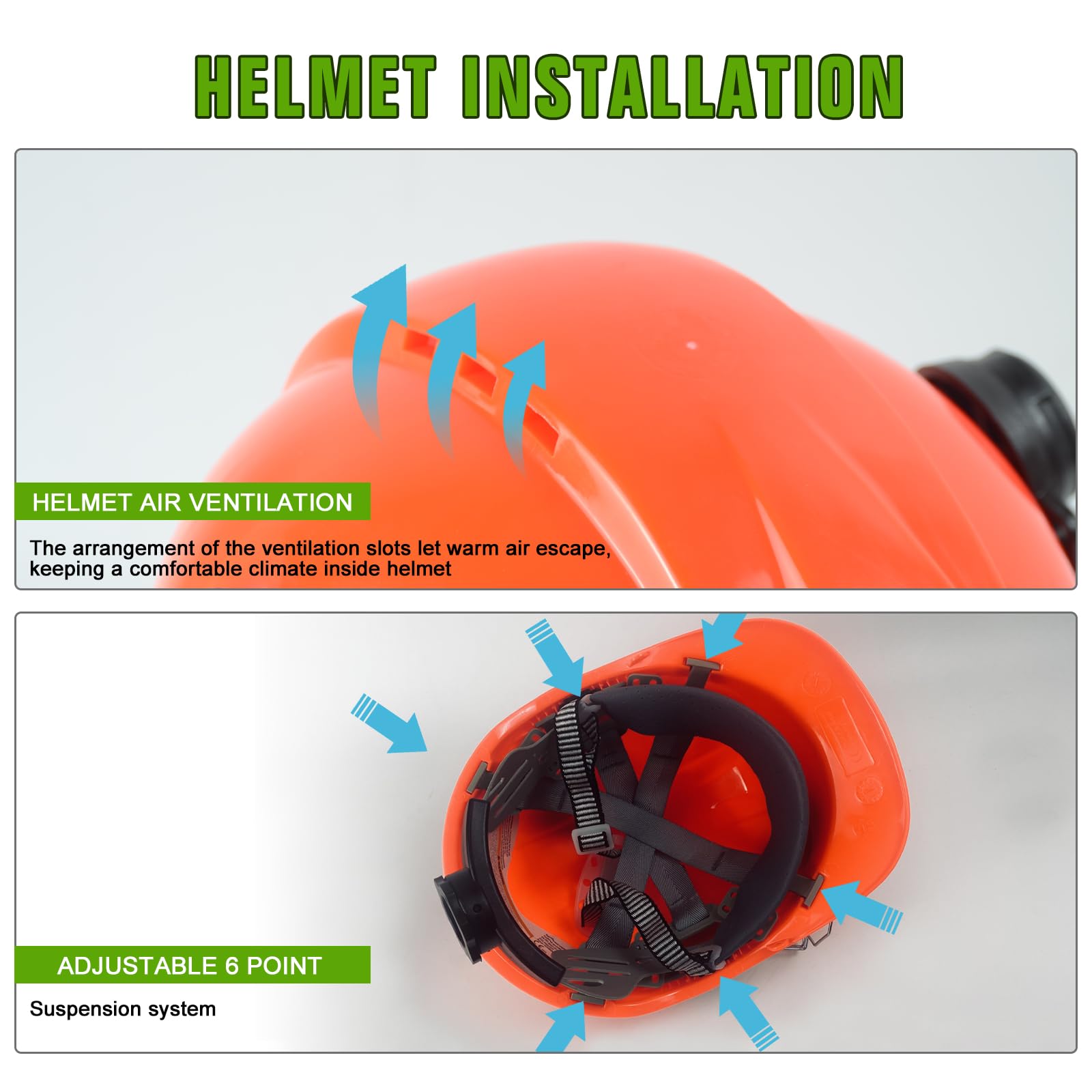 YesRight chainsaw helmet bright orange for high visibility on site