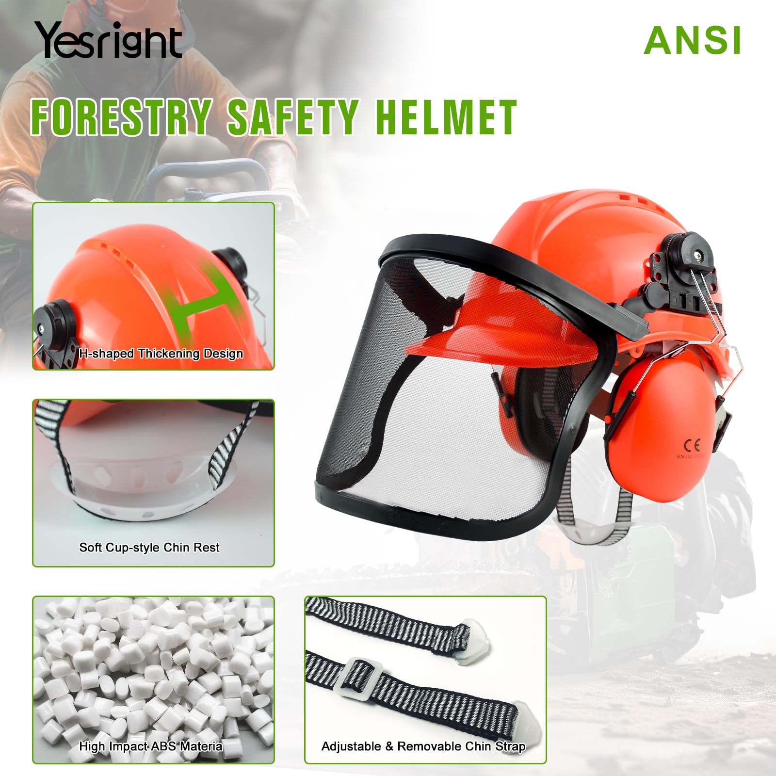 YesRight chainsaw helmet ear protection highlights integrated muffs