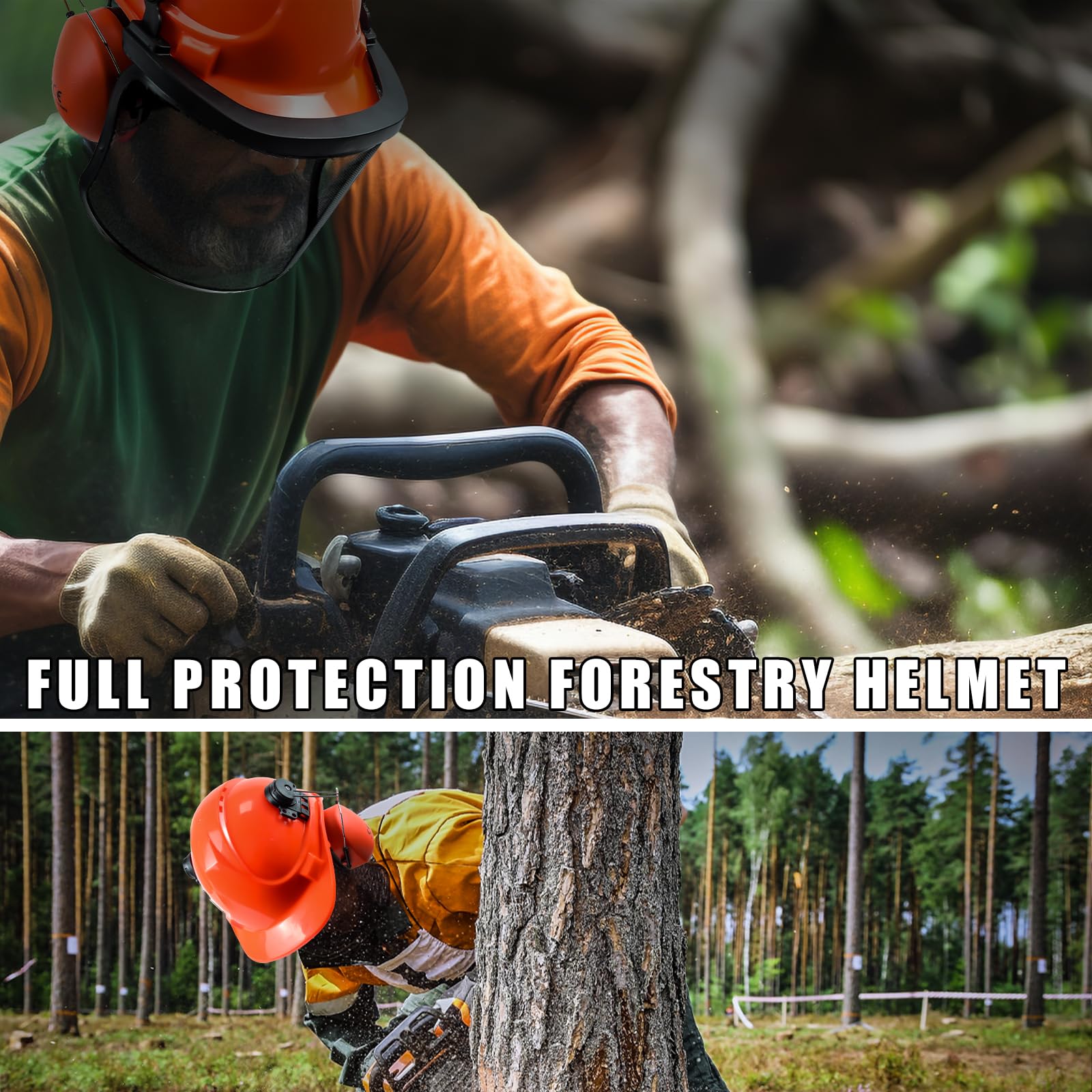 YesRight chainsaw helmet yard-work setup demonstrating versatility