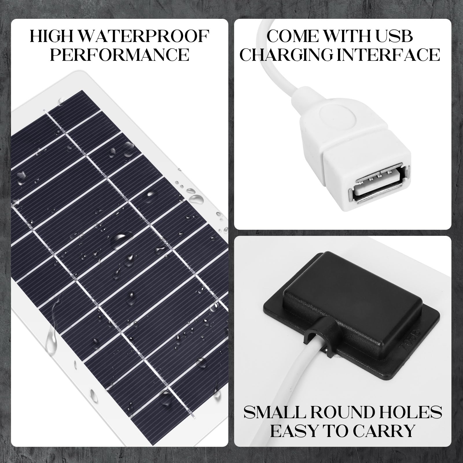 YESSZ USB Solar Panel Charger powering a camera outdoors