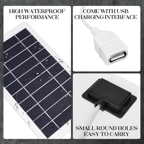 YESSZ USB Solar Panel Charger powering a camera outdoors