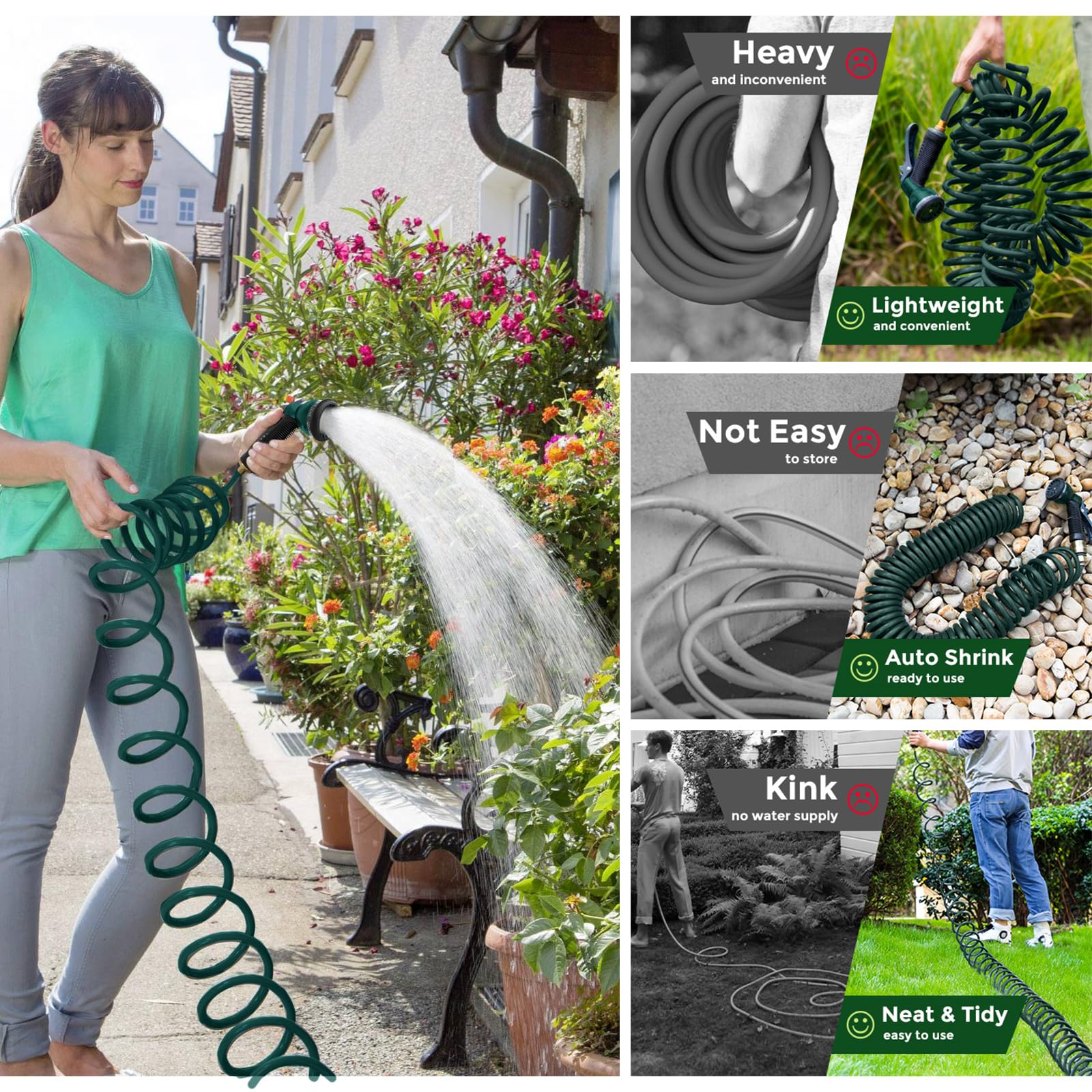 YESTAR coil hose lightweight design ideal for lifting and maneuvering.