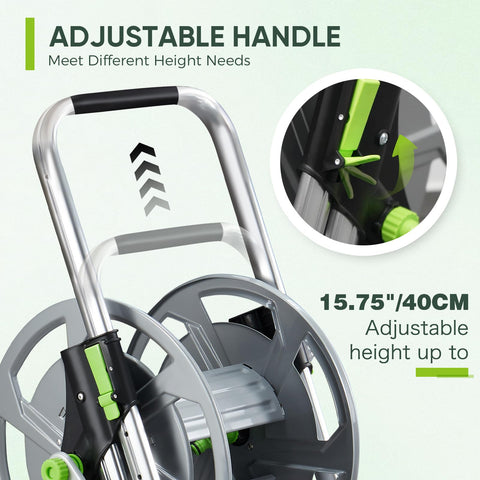 YESTAR Garden Hose Reel Cart adjustable armrests reach hard-to-reach garden corners.