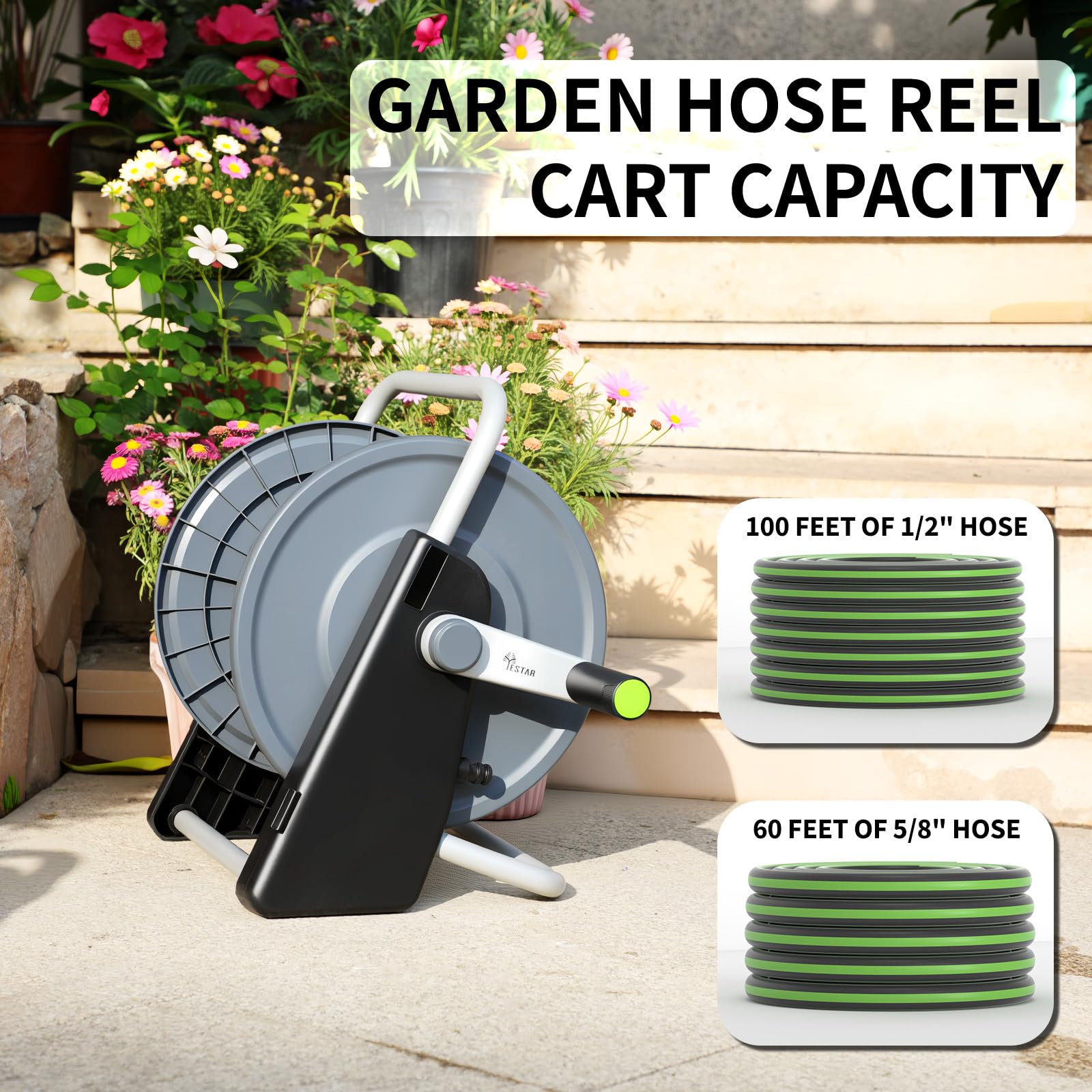YESTAR garden hose reel cart compact storage reduces clutter