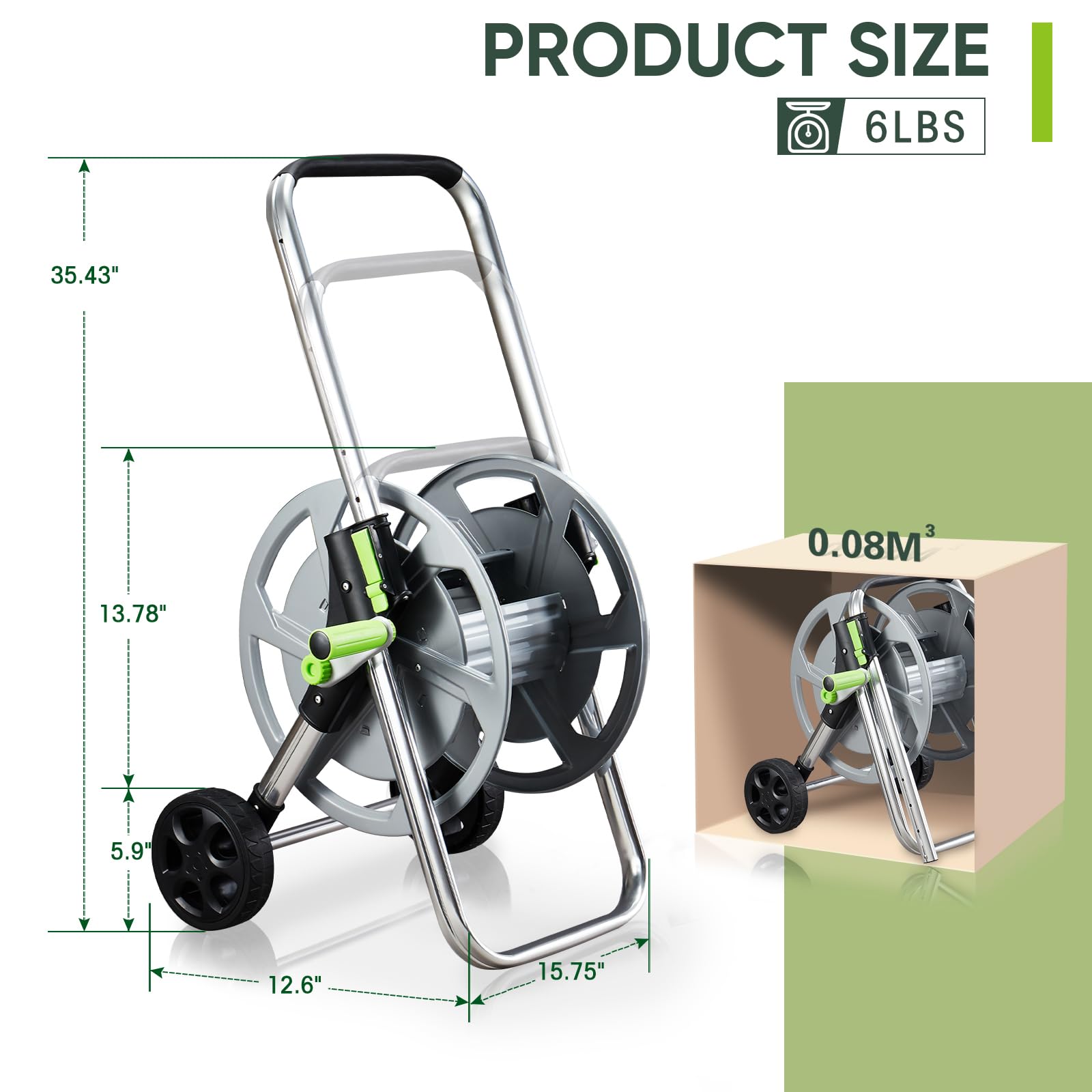 YESTAR Garden Hose Reel Cart non-slip handle for comfortable rewinding.