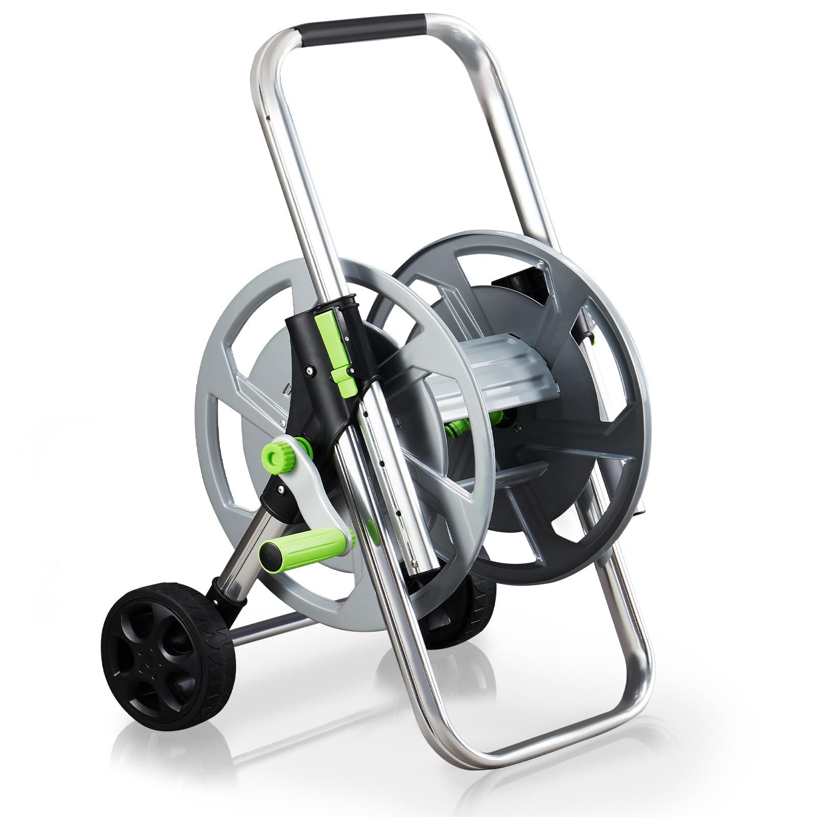 YESTAR Garden Hose Reel Cart with wheels for easy mobility and compact storage.
