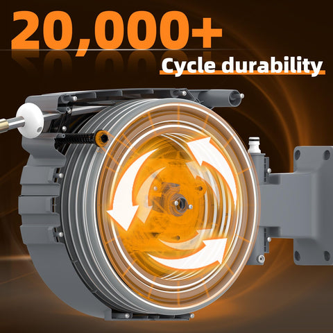 YESTAR half-inch hose on the reel enables easy watering around corners.