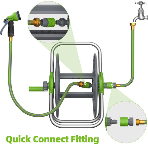 YESTAR Hose Reel Cart triangular-frame design prevents tipping during operation.