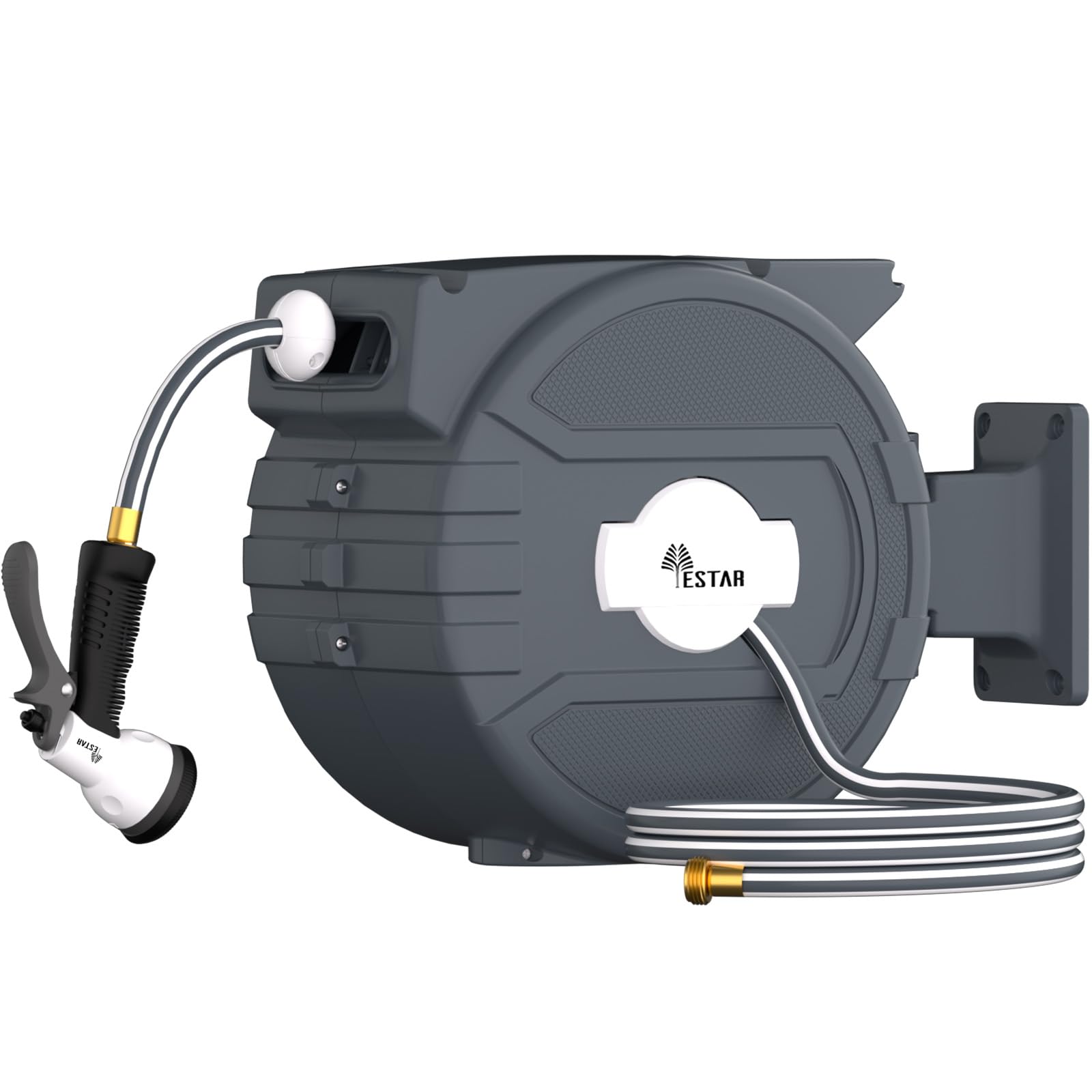 YESTAR retractable hose reel with 82-foot hose for tidy storage and swift watering tasks.
