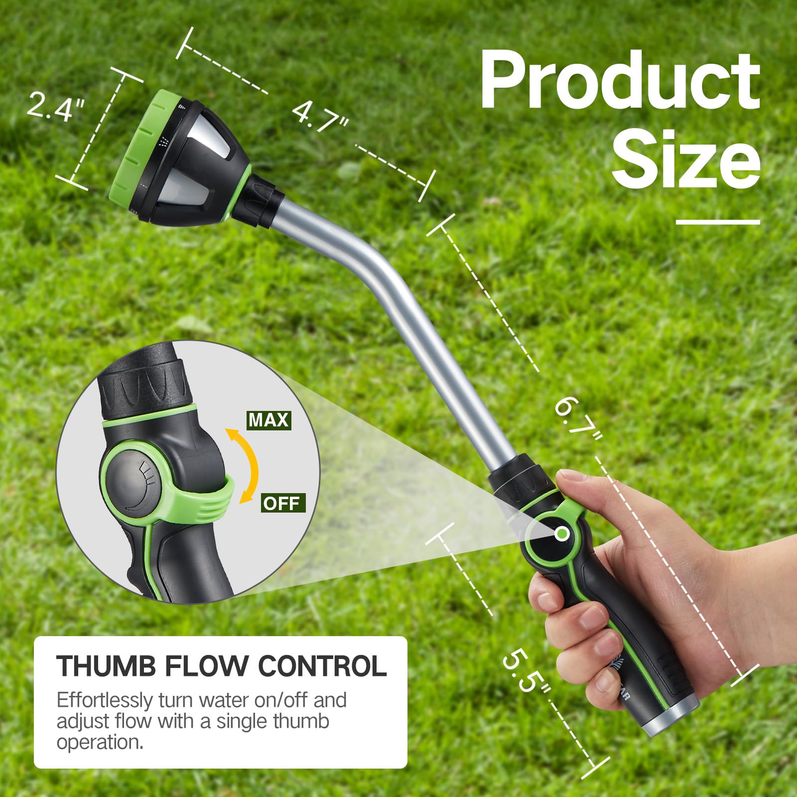YESTAR 8-pattern watering wand enables shower, mist, and jet for versatility