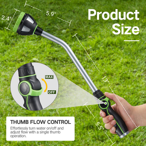 YESTAR watering wand showing eight pattern options for versatile tasks.