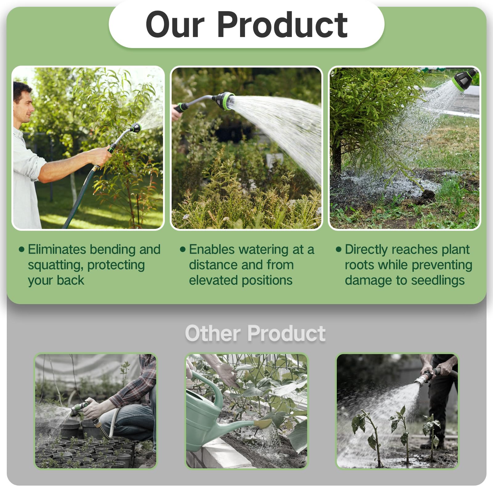YESTAR watering wand with mist and shower settings for delicate plant care.
