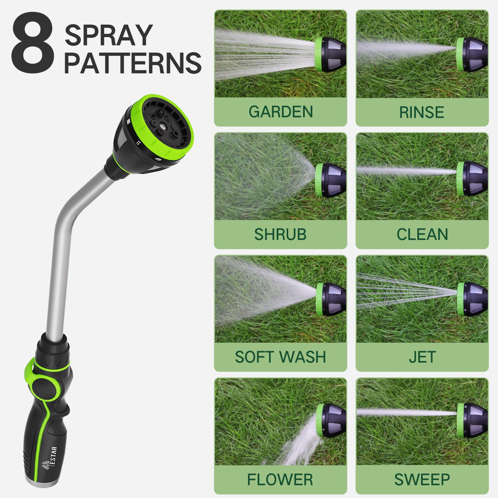 YESTAR wand with thumb-control for precise watering and single-handed operation