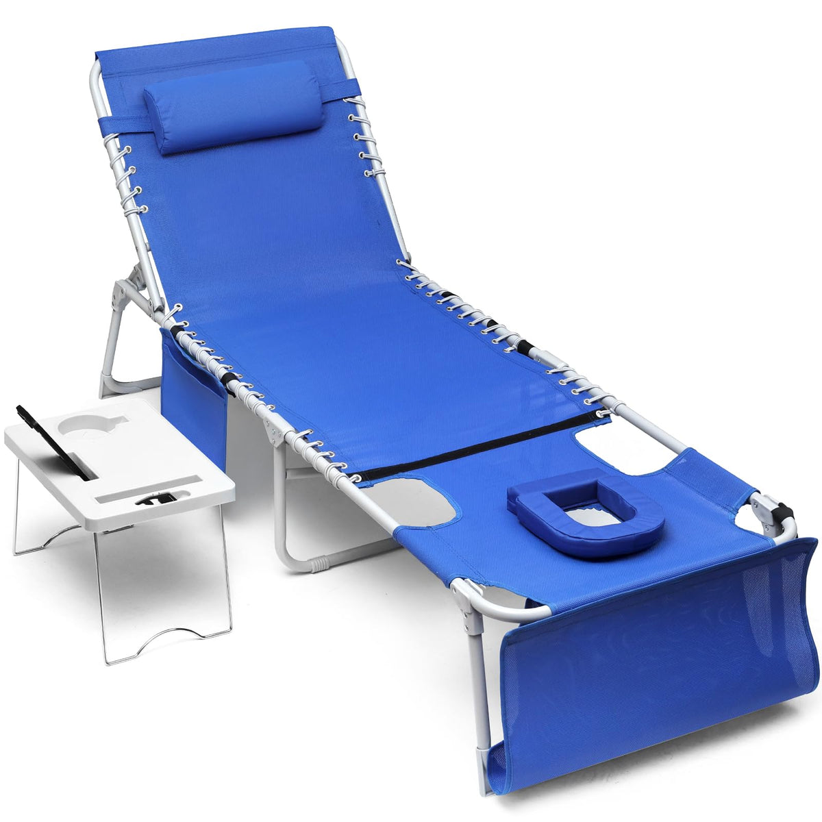 Yestomo 3-in-1 tanning chair with face hole for sun-safe face-down lounging.