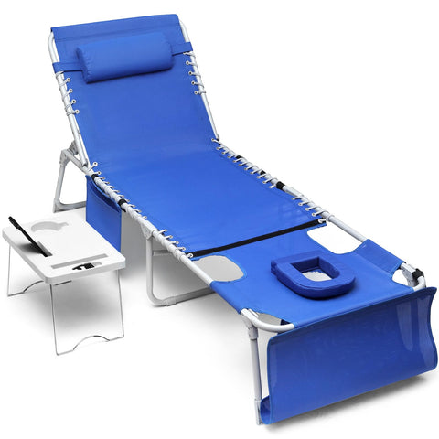 Yestomo 3-in-1 tanning chair with face hole for sun-safe face-down lounging.