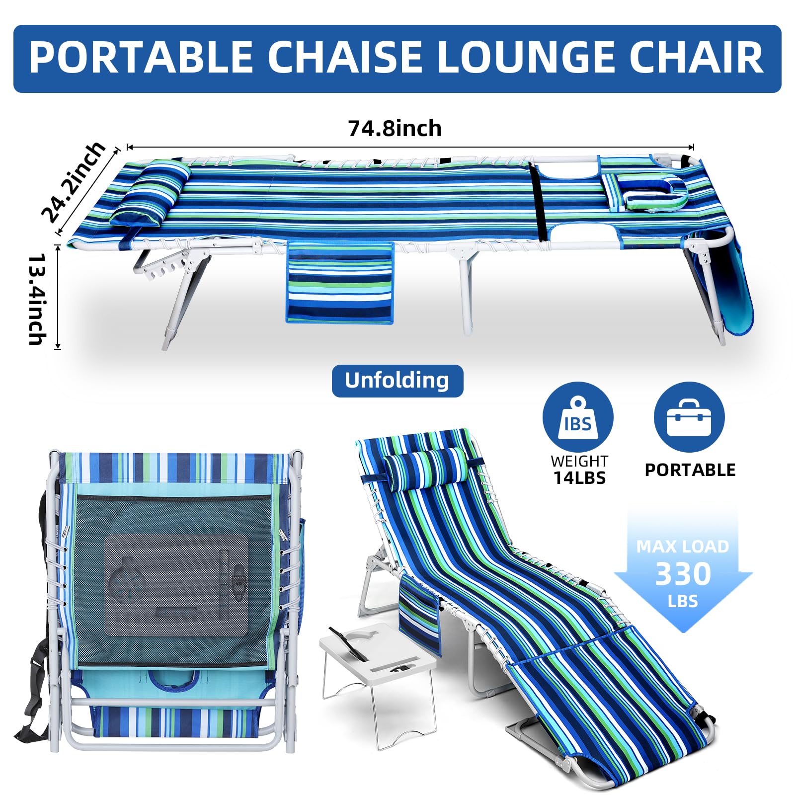 Yestomo 5-position recliner backrest adjustment for personalized lounging.