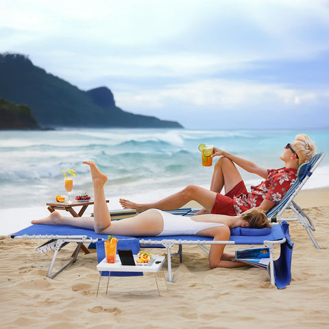 Yestomo lounge chair folding side table with bottle opener keeps essentials close.