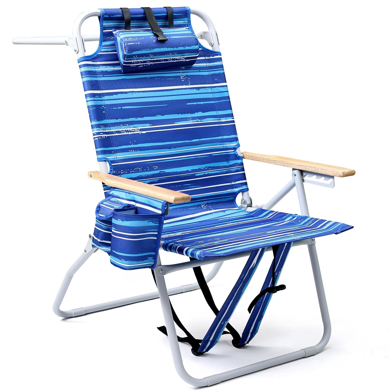 Yestomo tall beach chair with 17-inch seat height for easy sitting outdoors.