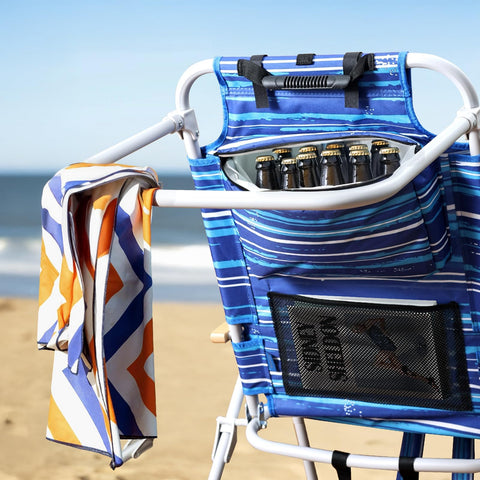 Yestomo tall beach chair featuring wooden-armrests for durable outdoor comfort.