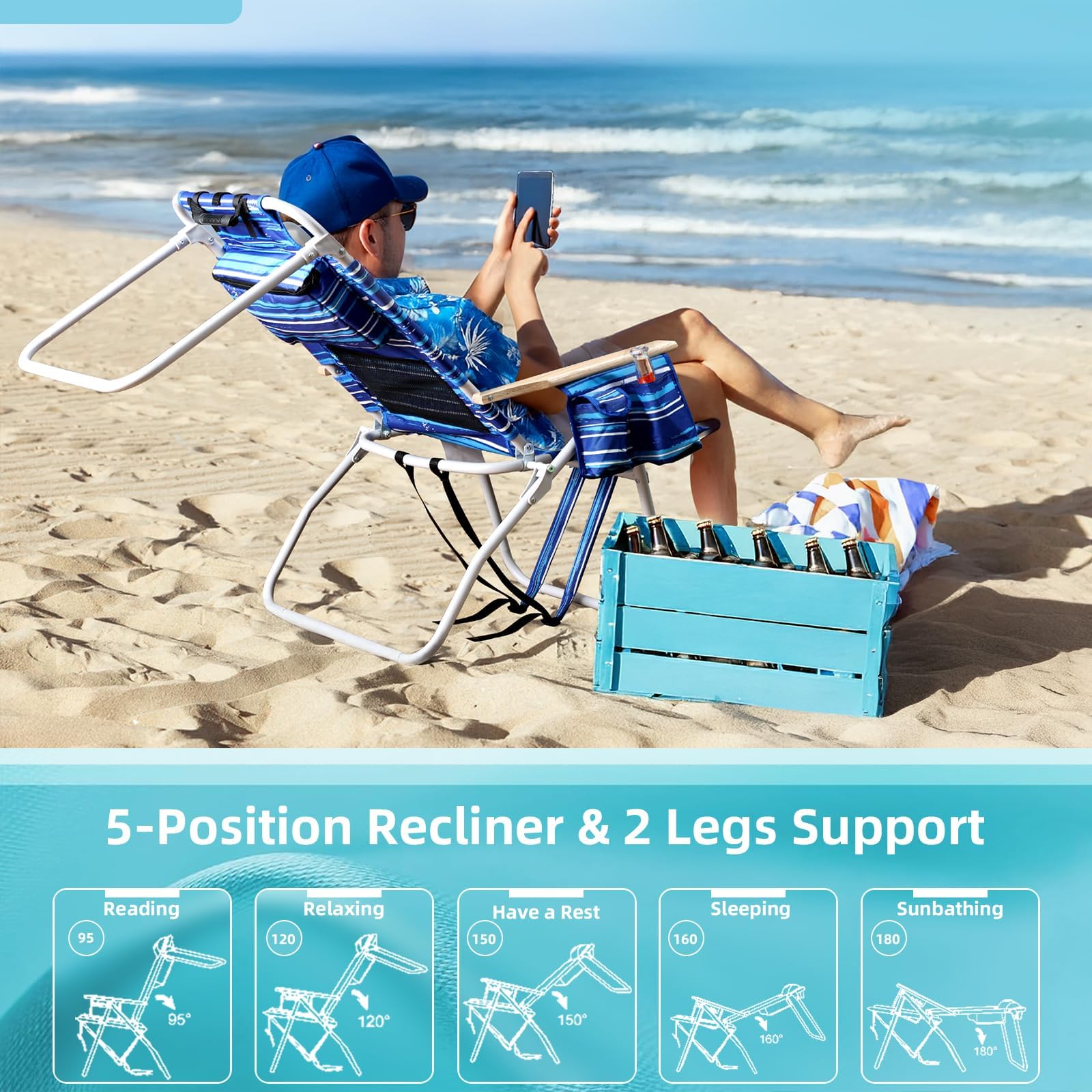 Yestomo chair towel-bar and mesh-pocket to organize towels and small items.